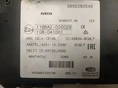 Peça sobressalente para automóvel em segunda mão caixa de fusíveis e relés por iveco daily furgón fg 33 s ... v batalla 3000 referências oem iam 5802282649  