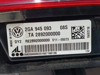Автозапчастина б/у внутрішній лівий задній ліхар для volkswagen t-roc (a11, d11) 2.0 tdi посилання на oem iam 2ga945093   Автозапчастина б/у внутрішній лівий задній ліхар для volkswagen t-roc (a11, d11) 2.0 tdi посилання на oem iam 2ga945093