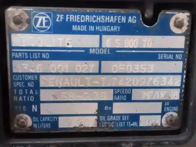 Автозапчасти б/у коробка передач за renault midlum fg xxx.10    e4 corto ссылки oem iam 6s800to ratio 6.58-0.78  