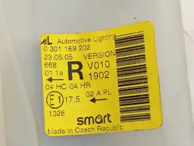 Second-hand car spare part right headlight for smart coupe básico (45kw) oem iam references 0301169202  