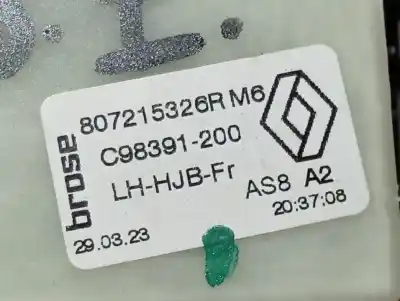 Second-hand car spare part driver left window regulator for renault captur ii techno oem iam references 807215326r  