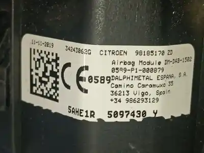 Автозапчастина б/у передня ліва подушка безопасности для citroen berlingo furgón yh01 75 kw посилання на oem iam 98185170zd   Автозапчастина б/у передня ліва подушка безопасности для citroen berlingo furgón yh01 75 kw посилання на oem iam 98185170zd