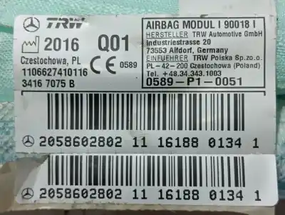 Second-hand car spare part front right curtain airbag for mercedes-benz clase c coupe (w205) 651921 oem iam references 2058602802  
