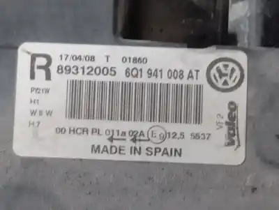 İkinci el araba yedek parçası sag far için volkswagen polo (9n3) edition oem iam referansları 6q1941008at  
