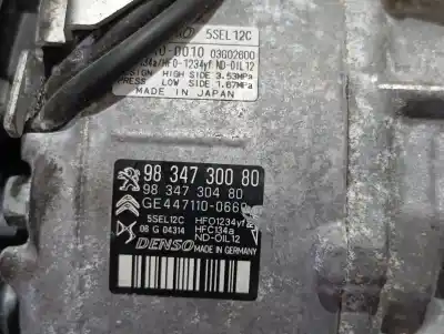 Second-hand car spare part air conditioning compressor for peugeot 208 (p2) active oem iam references 9834730080  9834730480