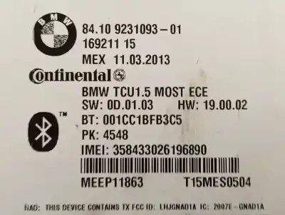 Pezzo di ricambio per auto di seconda mano modulo elettronico per bmw x5 (e70) 3.0d riferimenti oem iam 84109231093  