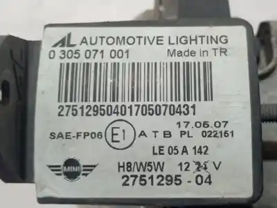 Pezzo di ricambio per auto di seconda mano luce fendinebbia destra per mini mini (r56) one riferimenti oem iam 63172751295 275129504 0305071001