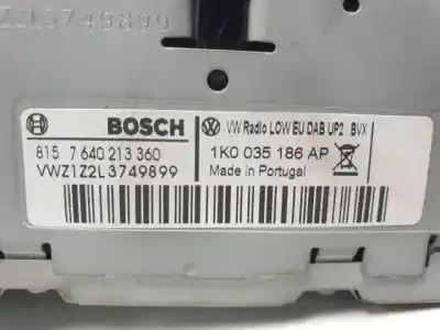 Second-hand car spare part audio system / radio cd for volkswagen passat variant (365) cffb oem iam references 1k0035186ap  