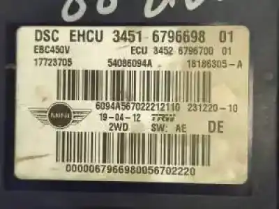 Peça sobressalente para automóvel em segunda mão abs por mini roadster (r59) n47c20a referências oem iam 3451679669801  18186305a