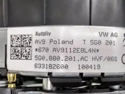Автозапчасти б/у передняя левая подушка безопасности за volkswagen t-roc (a11, d11) 1.0 tsi ссылки oem iam 5g0880201  5g0880201ac