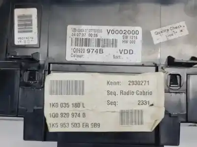 Peça sobressalente para automóvel em segunda mão quadrante por volkswagen eos (1f7) bub referências oem iam 1q0920974b  