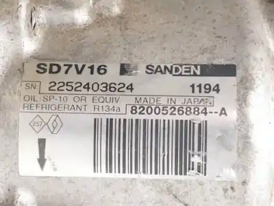 Second-hand car spare part air conditioning compressor for dacia logan 1 express k9k792 oem iam references 8200526884a  