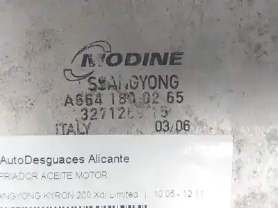 Second-hand car spare part engine oil cooler for ssangyong kyron d/d20dt oem iam references a6641800265  
