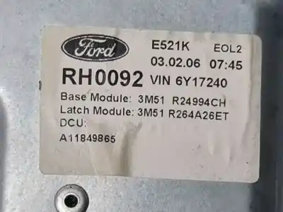 Second-hand car spare part rear right window regulator for ford focus c-max (cap) g6da oem iam references 3m51r24994ch  