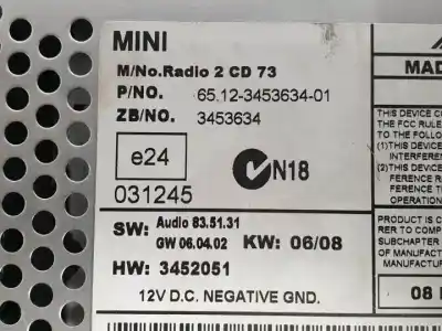 Автозапчасти б/у аудиосистема / радио cd за mini mini (r56) d/9hz ссылки oem iam 6512345363401  