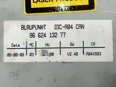 Second-hand car spare part audio system / radio cd for peugeot 307 cc (s2) rfk oem iam references 9662413277  7607769068