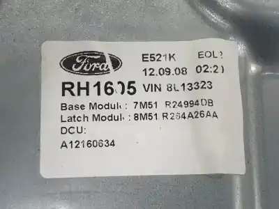 Second-hand car spare part rear right window regulator for ford c-max (cb3) kkda oem iam references 7m51r045h22a  