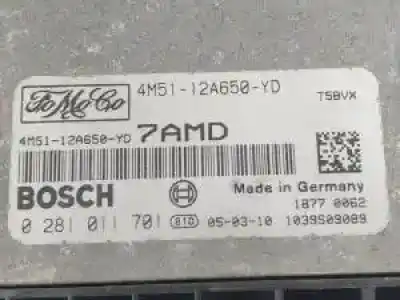 Second-hand car spare part ecu engine control for ford focus berlina (cap) d/hhda oem iam references 4m5112a650yd  1039s09089