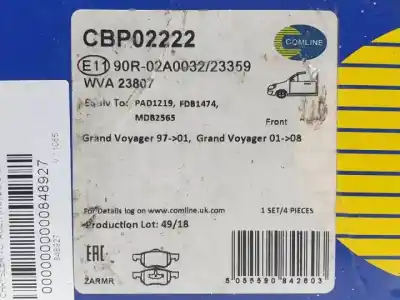 Автозапчастина б/у гальмівні колодки для chrysler voyager (rg) enc.vm20c.enj.vm98b.vm07c.7 посилання на oem iam cbp02222  