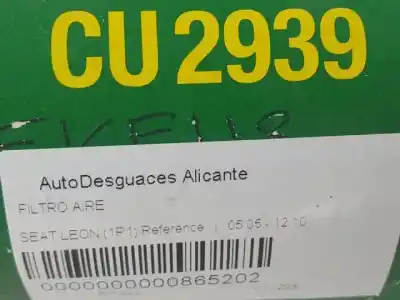 Автозапчастина б/у повітряний фільтр для seat leon (1p1) bse посилання на oem iam cu2939   Автозапчастина б/у повітряний фільтр для seat leon (1p1) bse посилання на oem iam cu2939