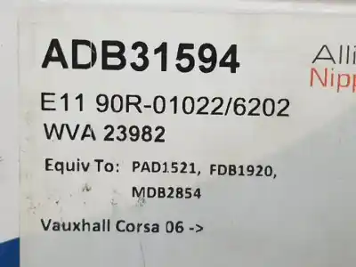 Автозапчастина б/у гальмівні колодки для opel corsa d a12xer посилання на oem iam adb31594  