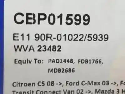 Peça sobressalente para automóvel em segunda mão pastilhas para travão por ford focus berlina (cap) d/kkda referências oem iam cbp01599  