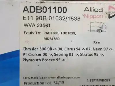 Pezzo di ricambio per auto di seconda mano pastiglie dei freni per chrysler neon (pl) ecb riferimenti oem iam adb01100  fdb1099