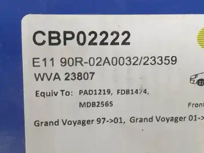 Pezzo di ricambio per auto di seconda mano pastiglie dei freni per chrysler voyager (rg) enr riferimenti oem iam cbp02222  
