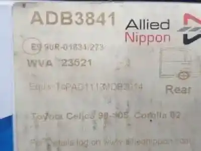 Peça sobressalente para automóvel em segunda mão pastilhas para travão por toyota corolla (e12) 4zzfe referências oem iam adb3841  