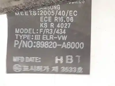 Автозапчастина б/у задній правий ремін безпеки для hyundai i30 ranchera familiar (gd) 1.4 crdi посилання на oem iam 89820a6000  