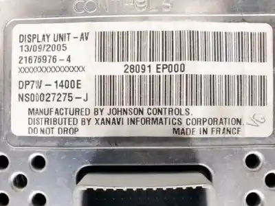 Second-hand car spare part multifunction display for nissan navara pick-up (d40m) yd25ddti oem iam references 28091ep000  dp7w1400e