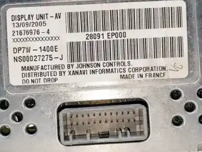 Second-hand car spare part multifunction display for nissan navara pick-up (d40m) yd25ddti oem iam references 28091ep000  dp7w1400e