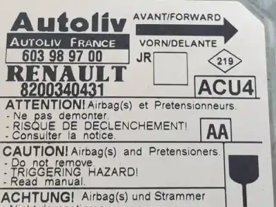 Second-hand car spare part airbag control unit for renault scénic ii (jm0/1_) 2.0 (jm05, jm0u, jm1n, jm1u, jm2v) oem iam references 8200340431  
