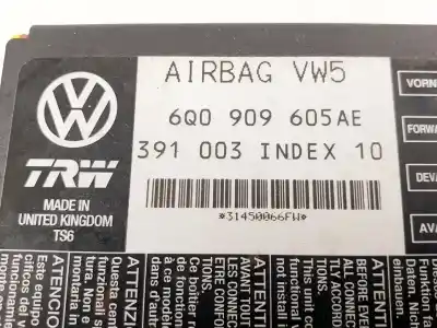 Tweedehands auto-onderdeel airbag besturingseenheid voor seat ibiza (6l1) reference oem iam-referenties 391003  6q0909605