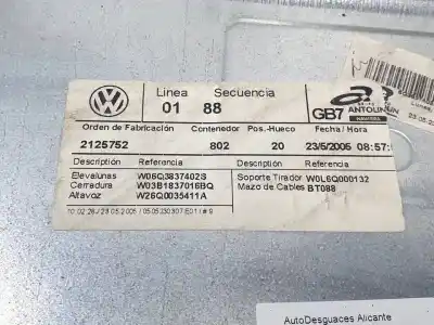 İkinci el araba yedek parçası ön sag pencere regülatörü için volkswagen polo (9n3) advance oem iam referansları w06q3837402s  