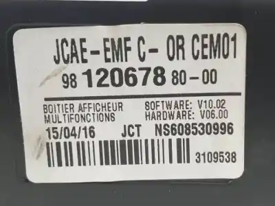 Автозапчастина б/у багатофункційний дисплей для citroen c-elysee (dd_) 1.2 vti 72 (ddhmy0) посилання на oem iam 981206788000  
