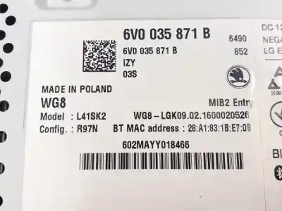 Peça sobressalente para automóvel em segunda mão sistema de áudio / rádio cd por skoda fabia combi (nj5) cus referências oem iam 6v0035871b  