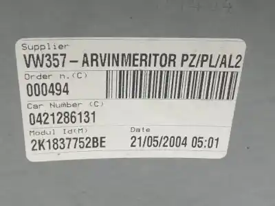 Автозапчасти б/у регулятор стекла переднего правого за volkswagen caddy ka/kb (2k) bdj ссылки oem iam 1t0837756f  