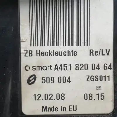 Second-hand car spare part right tailgate light for smart cabrio 132910 oem iam references a4518200464  509004