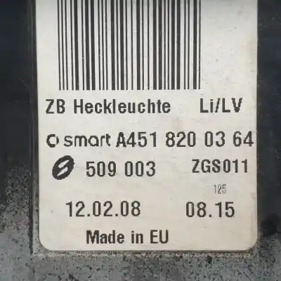 Peça sobressalente para automóvel em segunda mão farolim traseiro esquerdo por smart cabrio 132910 referências oem iam a4518200364  509003