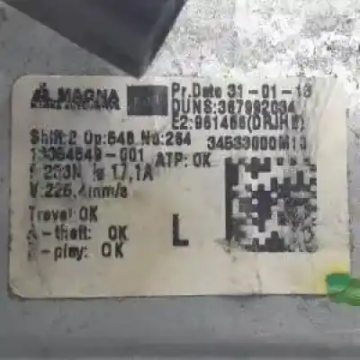 Peça sobressalente para automóvel em segunda mão elevador de vidros traseiro esquerdo por opel meriva b a14nel referências oem iam 13354549  