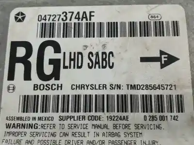 Автозапчасти б/у блок управления подушками безопасности за chrysler voyager (rg) d-vm47c ссылки oem iam 0285001742  