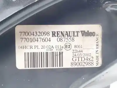 Автозапчастина б/у ліва фара для renault scenic (ja..) k4m700 посилання на oem iam 7700432098 halogeno 89002988 