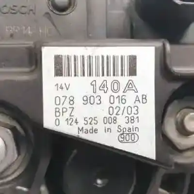 Peça sobressalente para automóvel em segunda mão alternador por audi a6 berlina (4b2) bfc referências oem iam 078903016ab 0124525008 