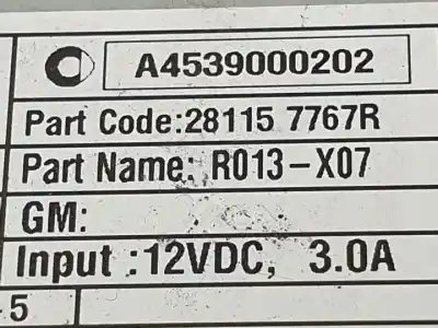 Pezzo di ricambio per auto di seconda mano impianto audio / radio cd per smart forfour m281920 riferimenti oem iam a4539000202 r013x07 