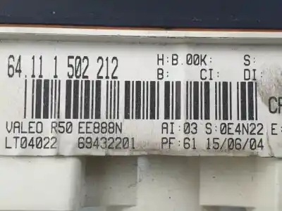 Pezzo di ricambio per auto di seconda mano controllo riscaldamento / aria condizionata per mini cabrio (r52) w10b16a.w10b16u0.11000430230 riferimenti oem iam 64111502212 69432201 