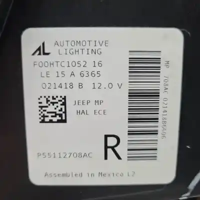 Second-hand car spare part right headlight for jeep compass ii (2017 - ...) ebs oem iam references p55112708ac halogeno f00htc105216 
