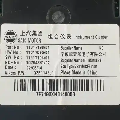 Second-hand car spare part dashboard for mg zs 15s4c oem iam references 11317198 10794381 