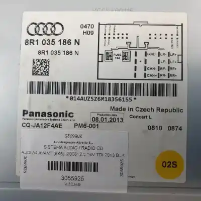 Peça sobressalente para automóvel em segunda mão sistema de áudio / rádio cd por audi a4 avant (8k5) (2008) cjcb referências oem iam 8r1035186n  