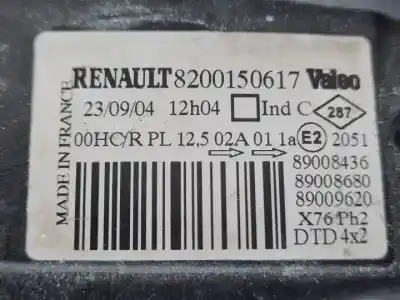 Автозапчастина б/у права фа для renault kangoo (f/kc0) f8q630 посилання на oem iam 8200150617 halogeno 89008436 